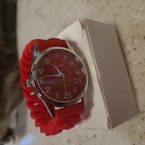 Burgundy Red Silicone watch.